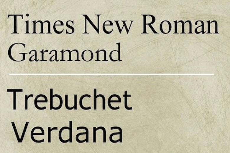 a picture of Times New Roman font