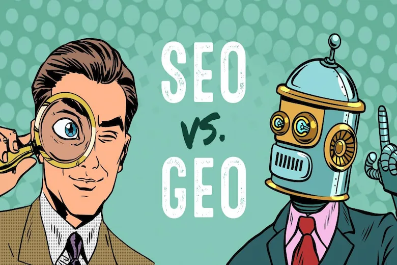 تصویری از تفاوت SEO و GEO - a picture of The difference between SEO and GEO
