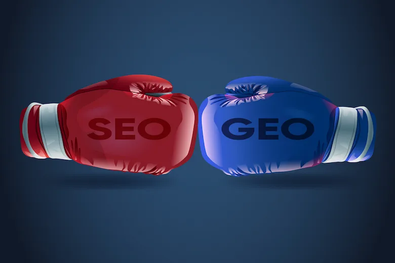 تصویری از تفاوت SEO و GEO - a picture of The difference between SEO and GEO